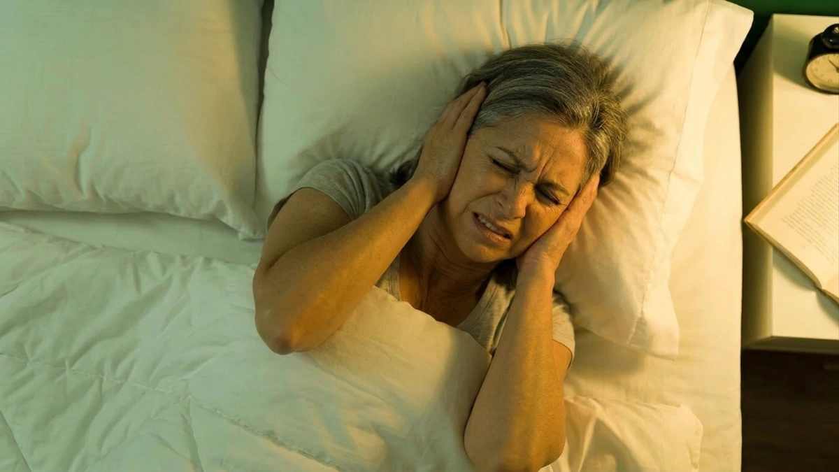 Person who can't sleep because of tinnitus